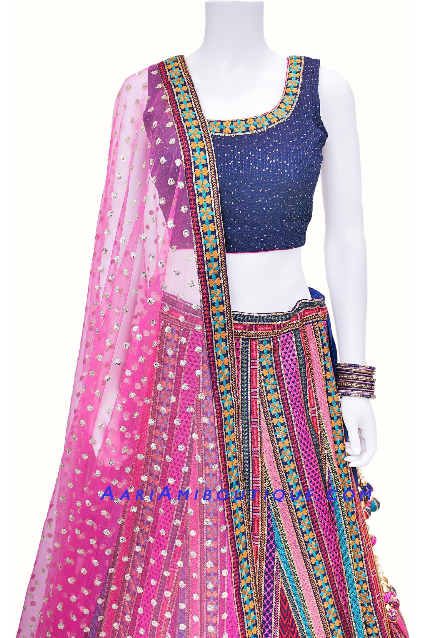 Embroidered Blue Royale Lehenga Set-AariAmi Boutique