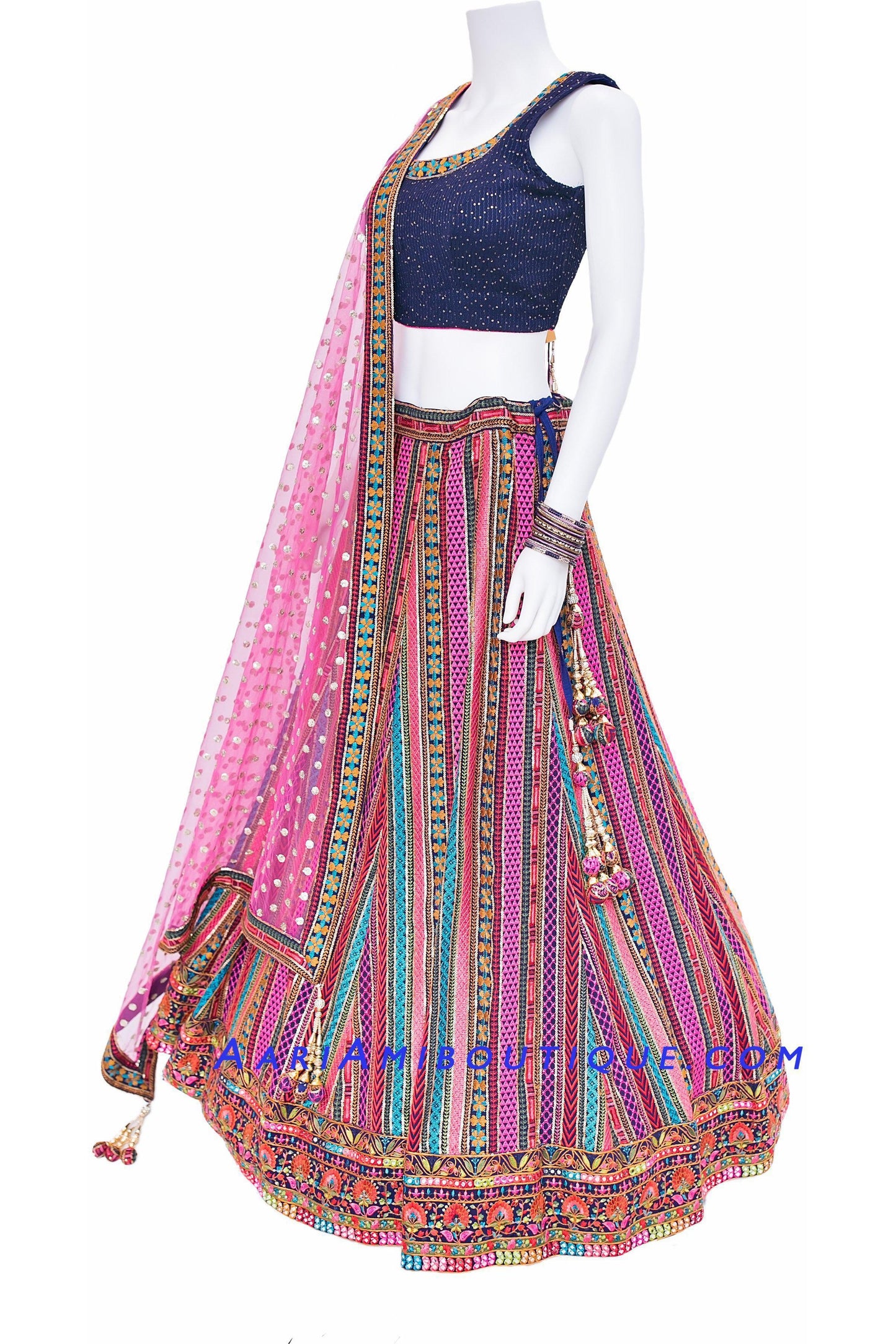 Embroidered Blue Royale Lehenga Set-AariAmi Boutique