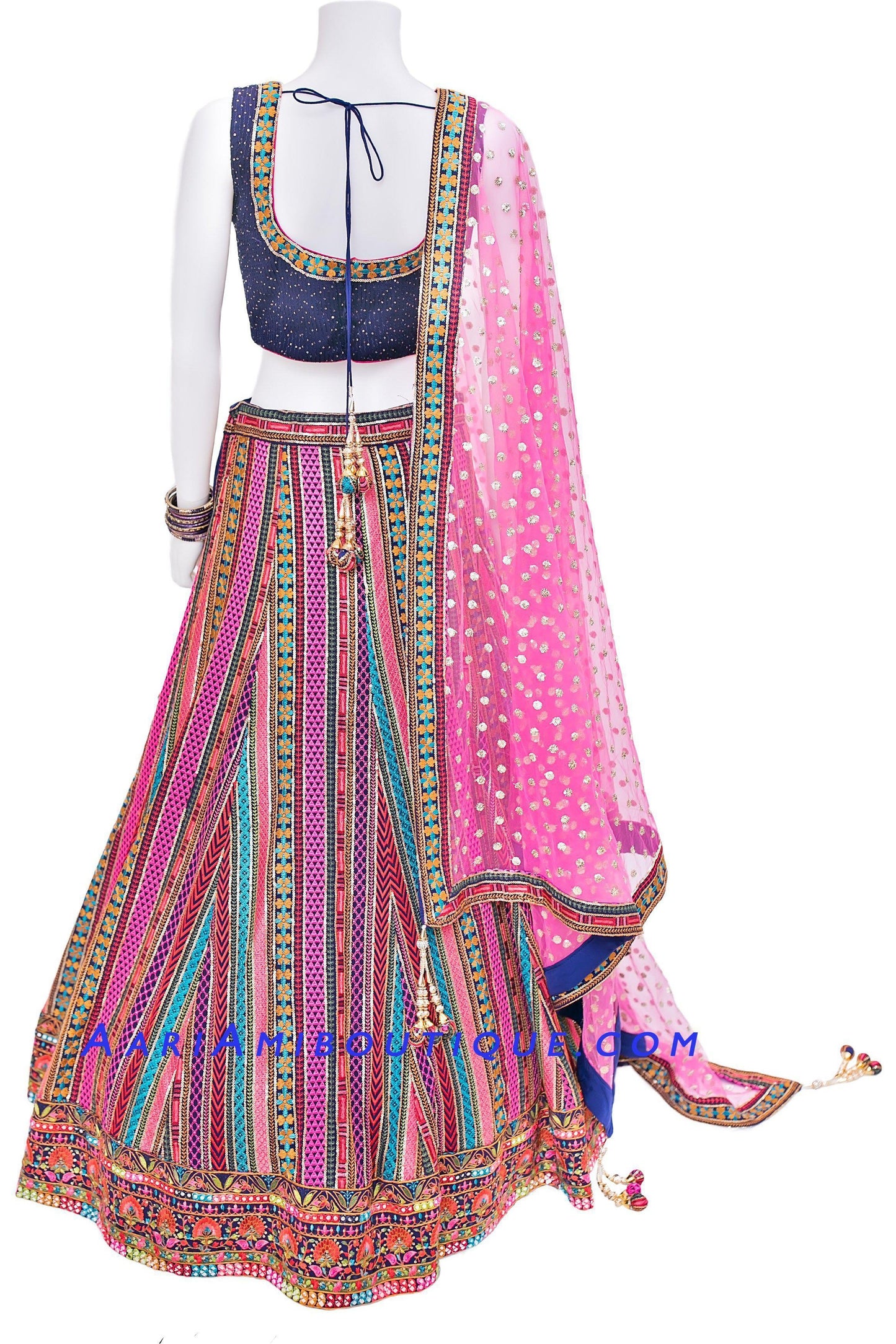 Embroidered Blue Royale Lehenga Set-AariAmi Boutique