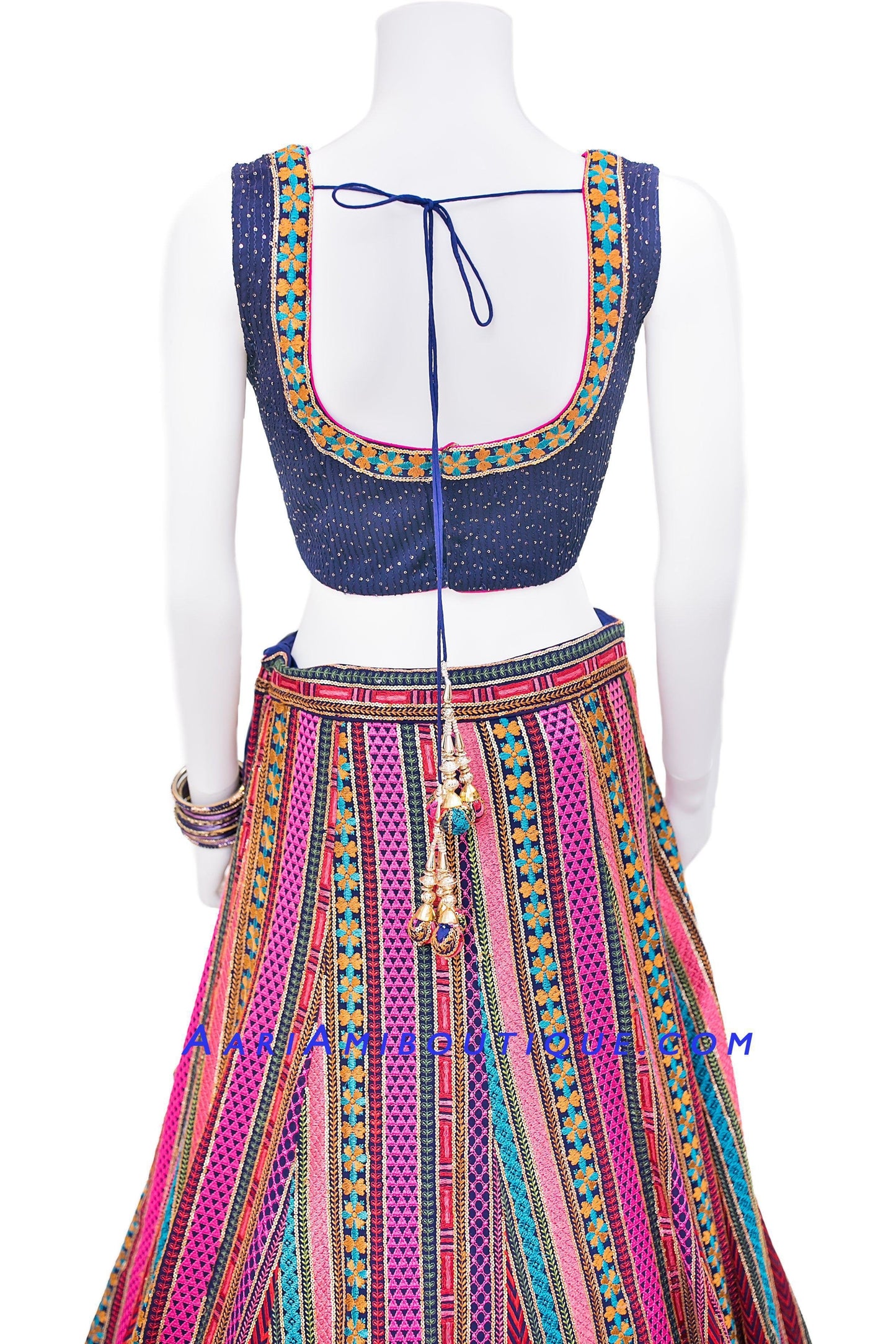 Embroidered Blue Royale Lehenga Set-AariAmi Boutique