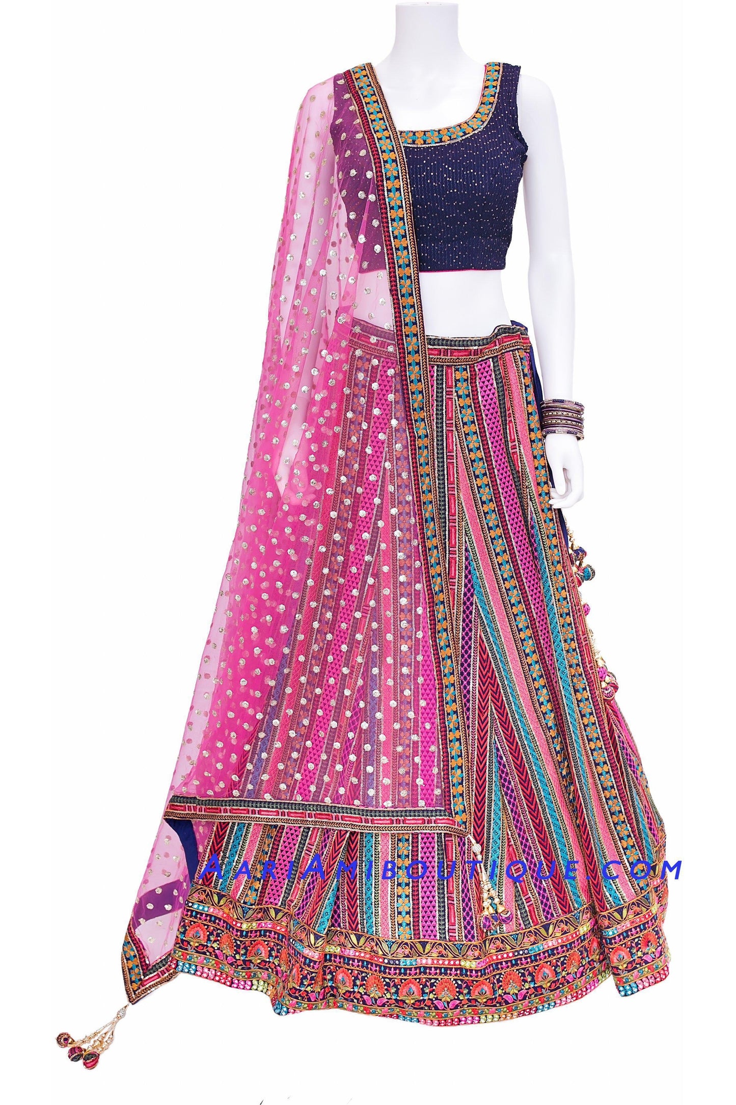 Embroidered Blue Royale Lehenga Set-AariAmi Boutique