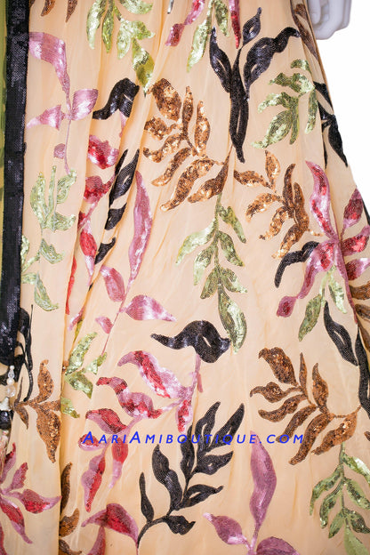 Fantastical Black Lehenga Set with Halter Blouse-AariAmi Boutique