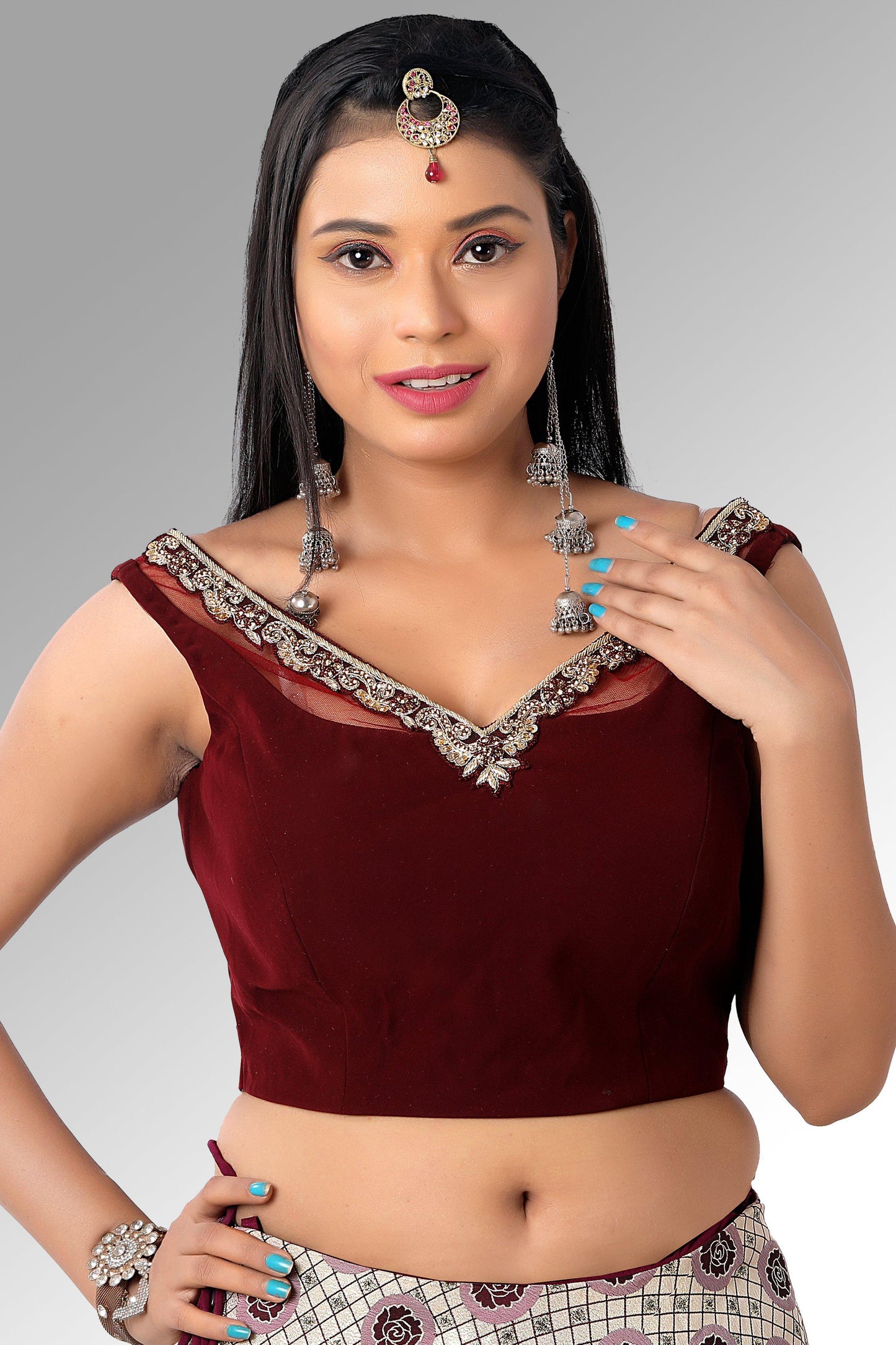 Gold and Maroon Chaniya Choli Set-AariAmi Boutique