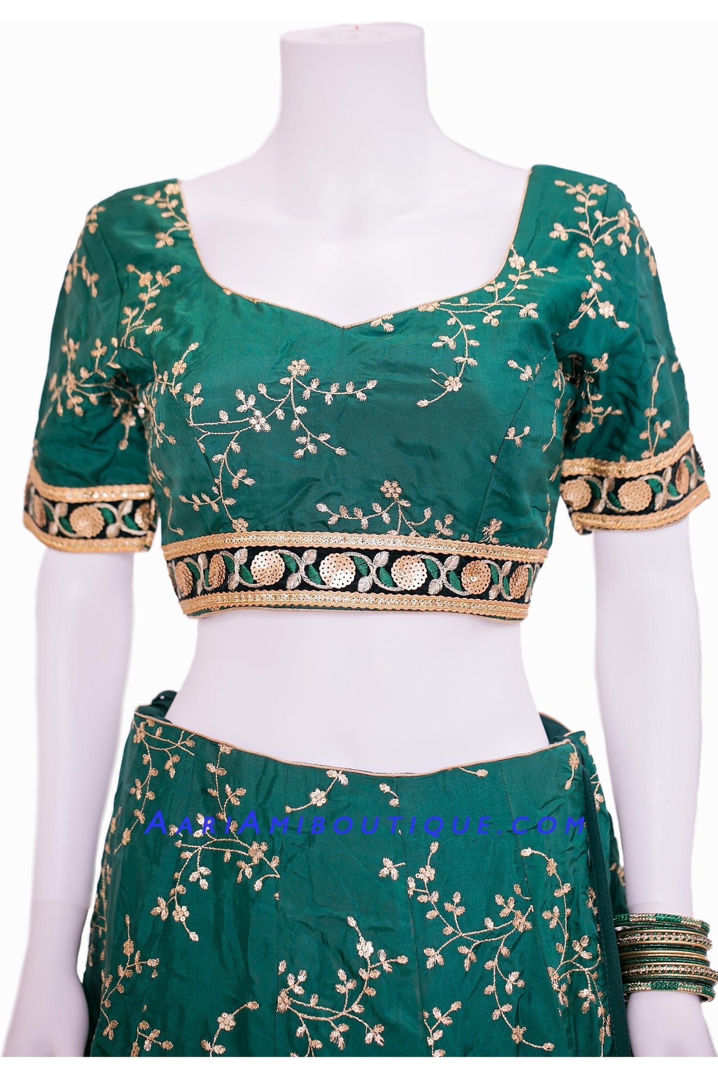 Gorgeous Green Lehenga Set with Leheriya Dupatta-AariAmi Boutique