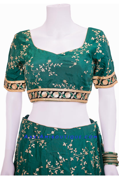 Gorgeous Green Lehenga Set with Leheriya Dupatta-AariAmi Boutique