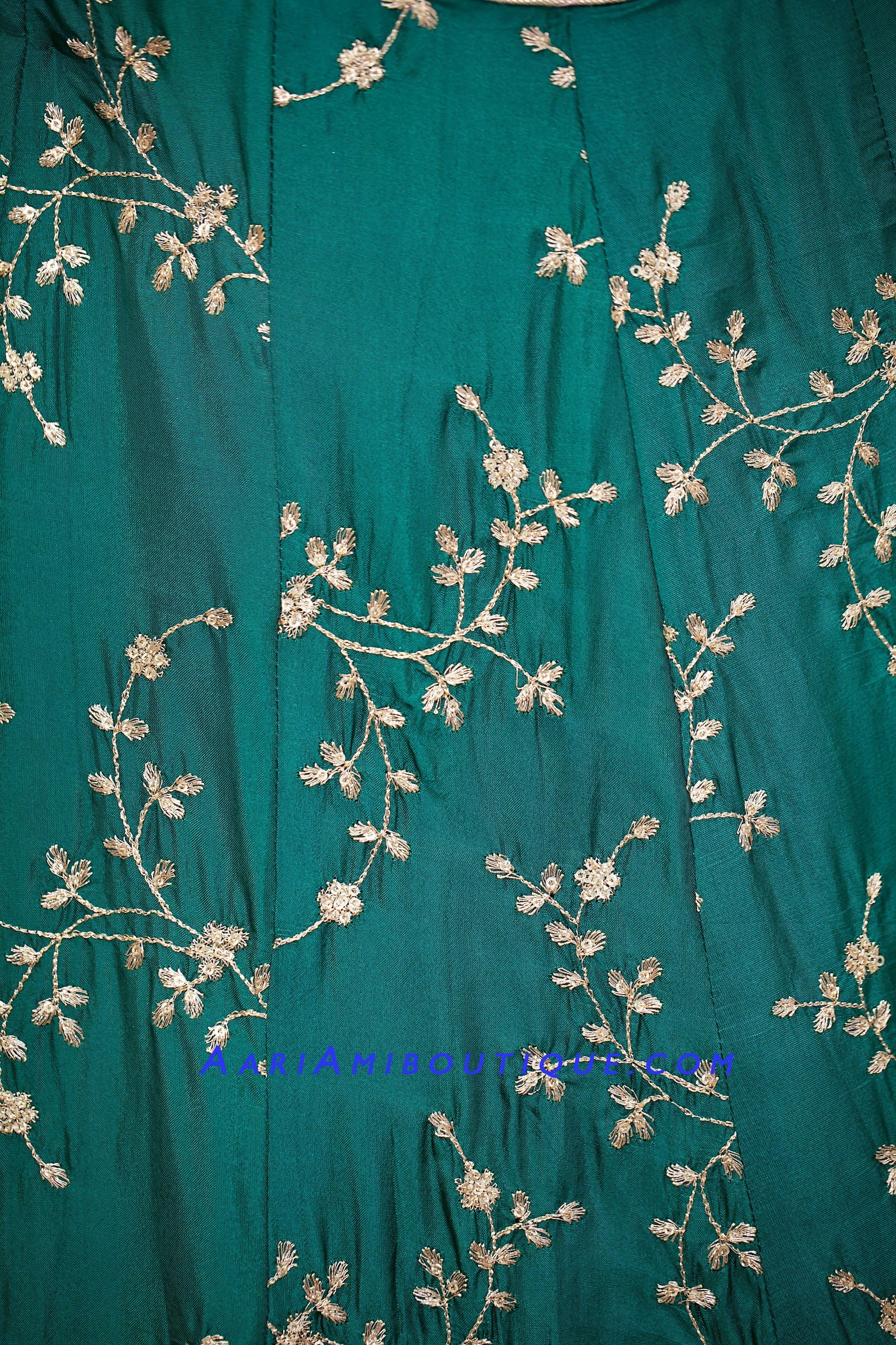 Gorgeous Green Lehenga Set with Leheriya Dupatta-AariAmi Boutique