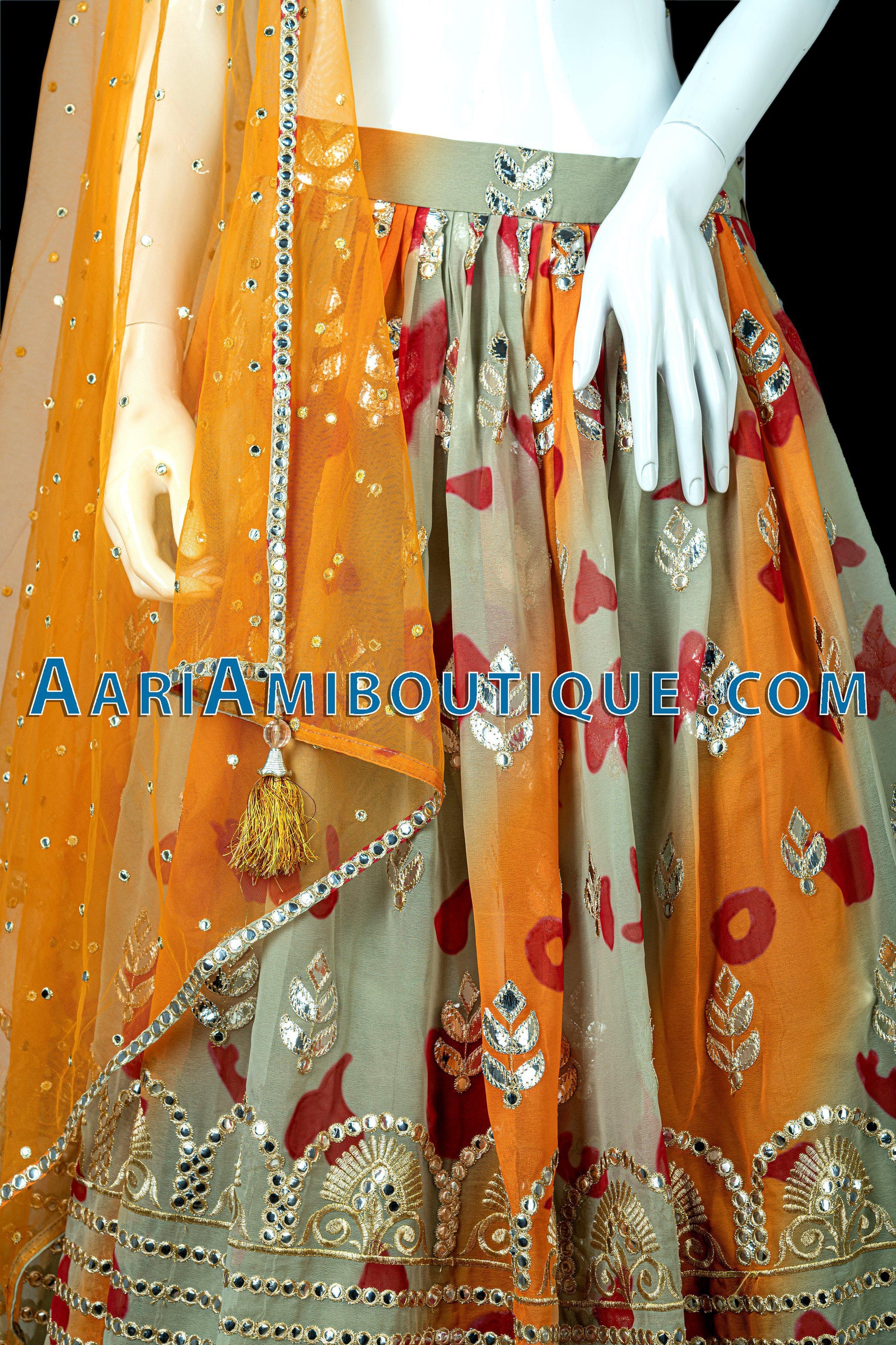 Gorgeous Green Tie-dye Lehenga Set-AariAmi Boutique