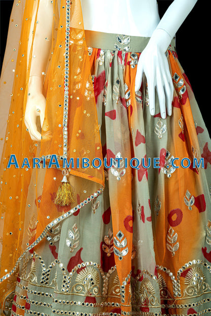 Gorgeous Green Tie-dye Lehenga Set-AariAmi Boutique