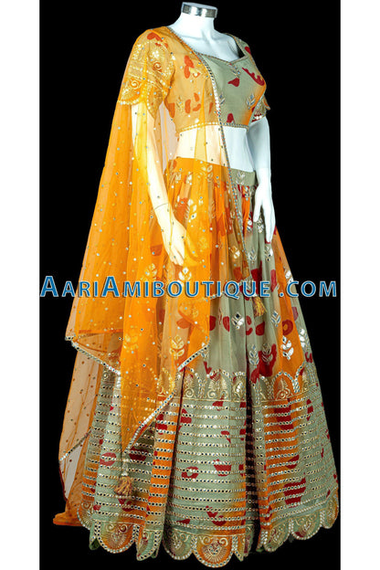 Gorgeous Green Tie-dye Lehenga Set-AariAmi Boutique