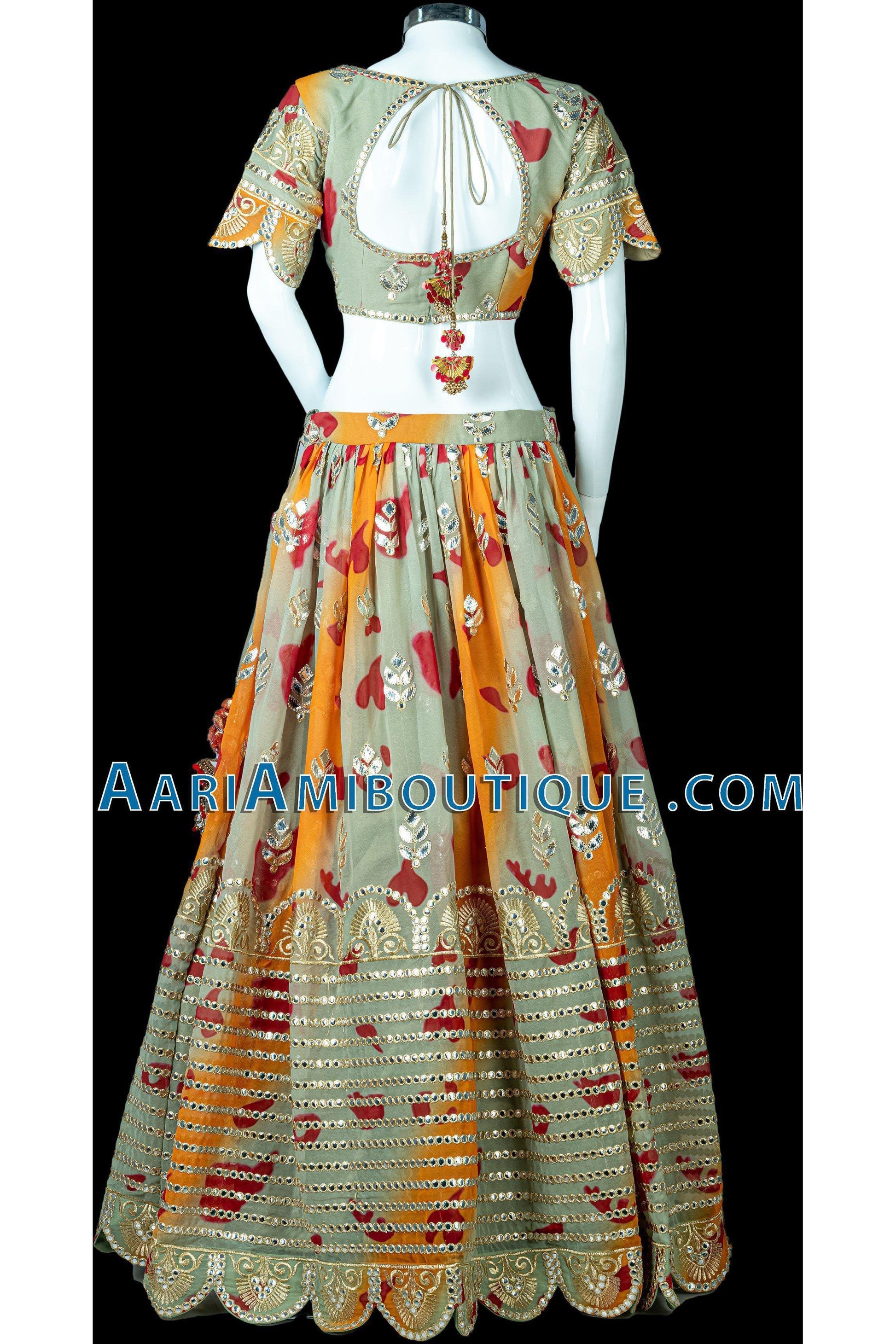 Gorgeous Green Tie-dye Lehenga Set-AariAmi Boutique