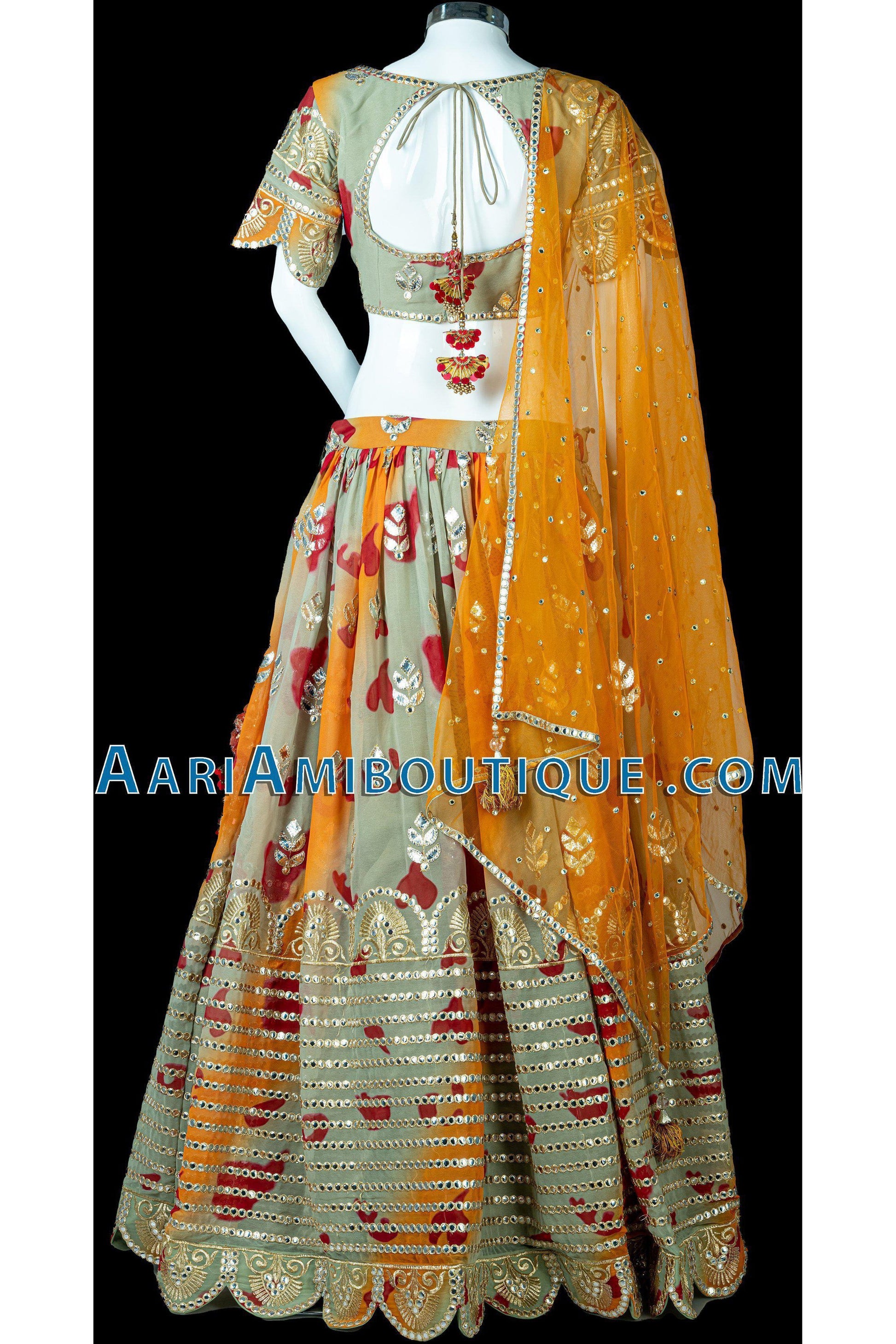 Gorgeous Green Tie-dye Lehenga Set-AariAmi Boutique