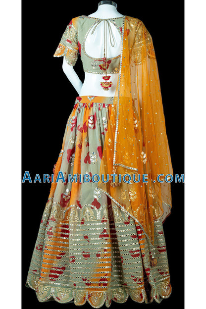 Gorgeous Green Tie-dye Lehenga Set-AariAmi Boutique