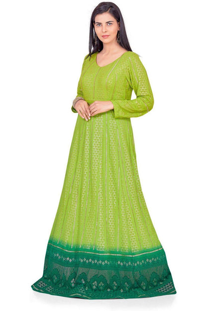Gorgeous Ombre Green Lucknowi Anarkali Set-AariAmi Boutique