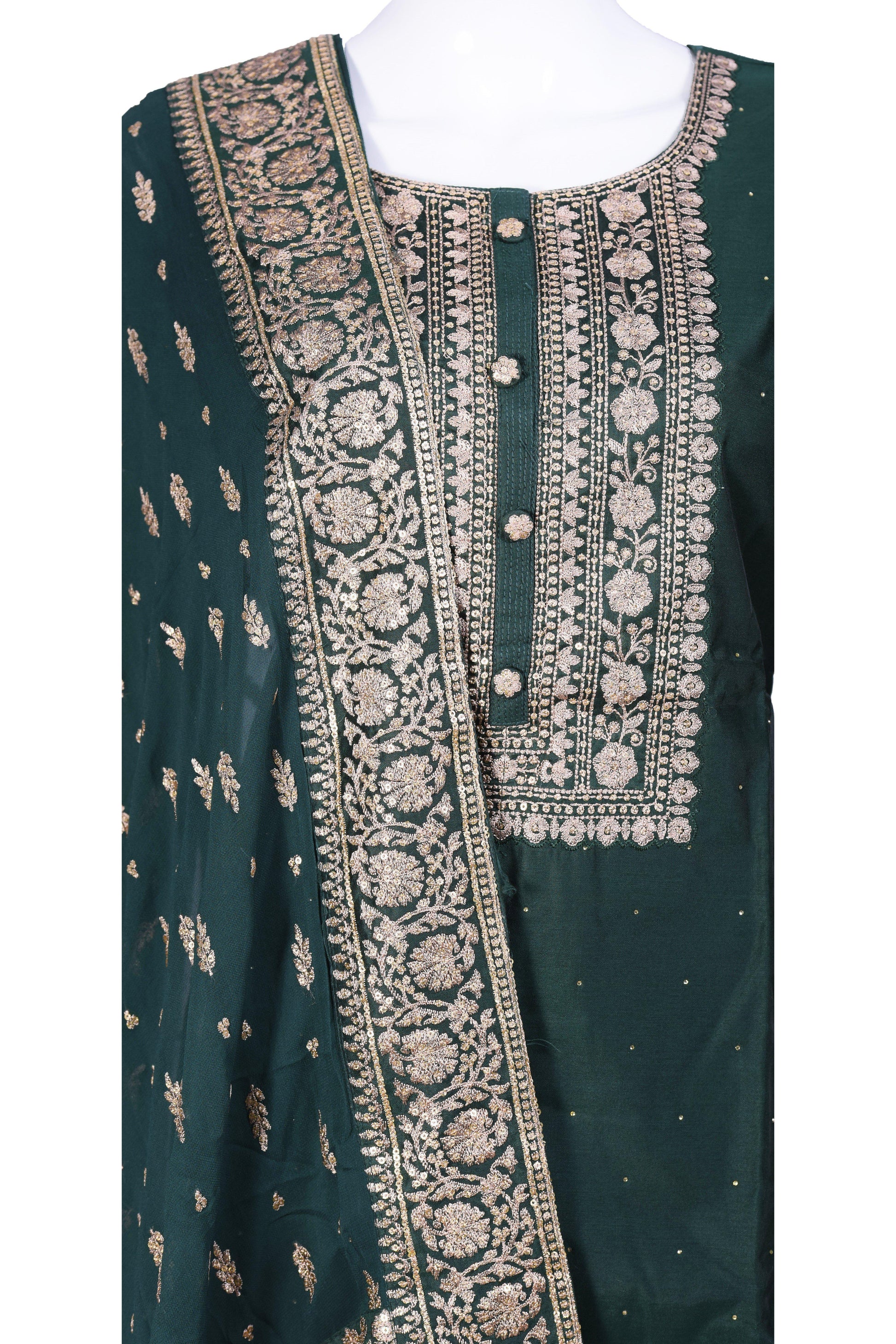 Green n Gold Salwar Kurta Set-AariAmi Boutique