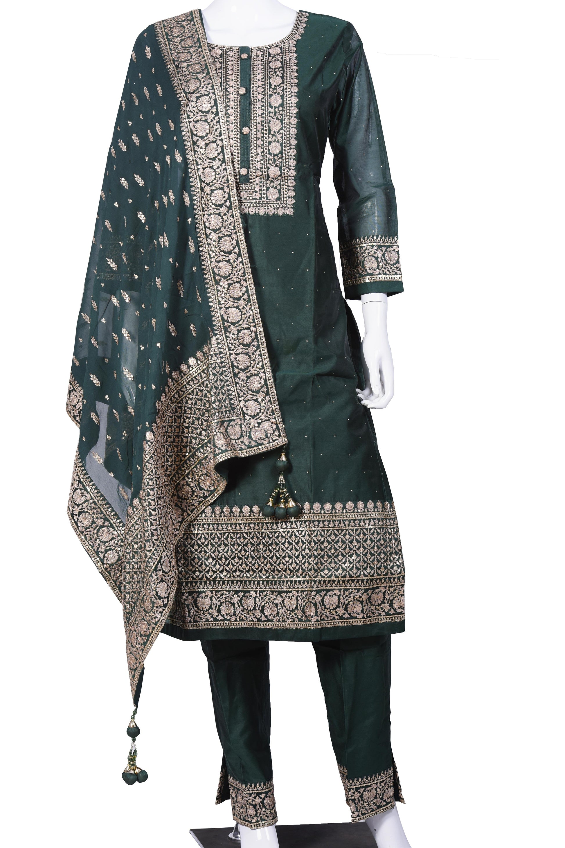 Green n Gold Salwar Kurta Set-AariAmi Boutique