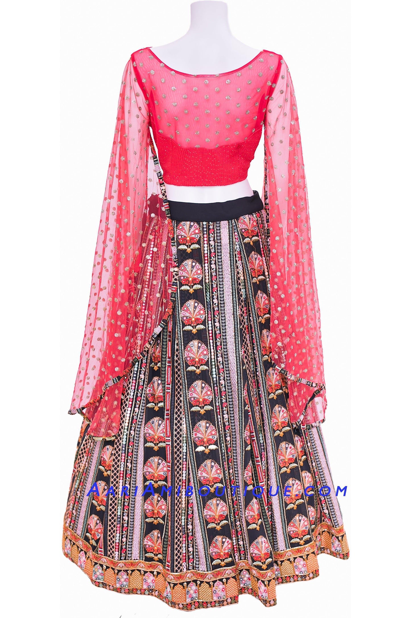 Hypnotizing Red and Black Embroidered Lehenga set-AariAmi Boutique