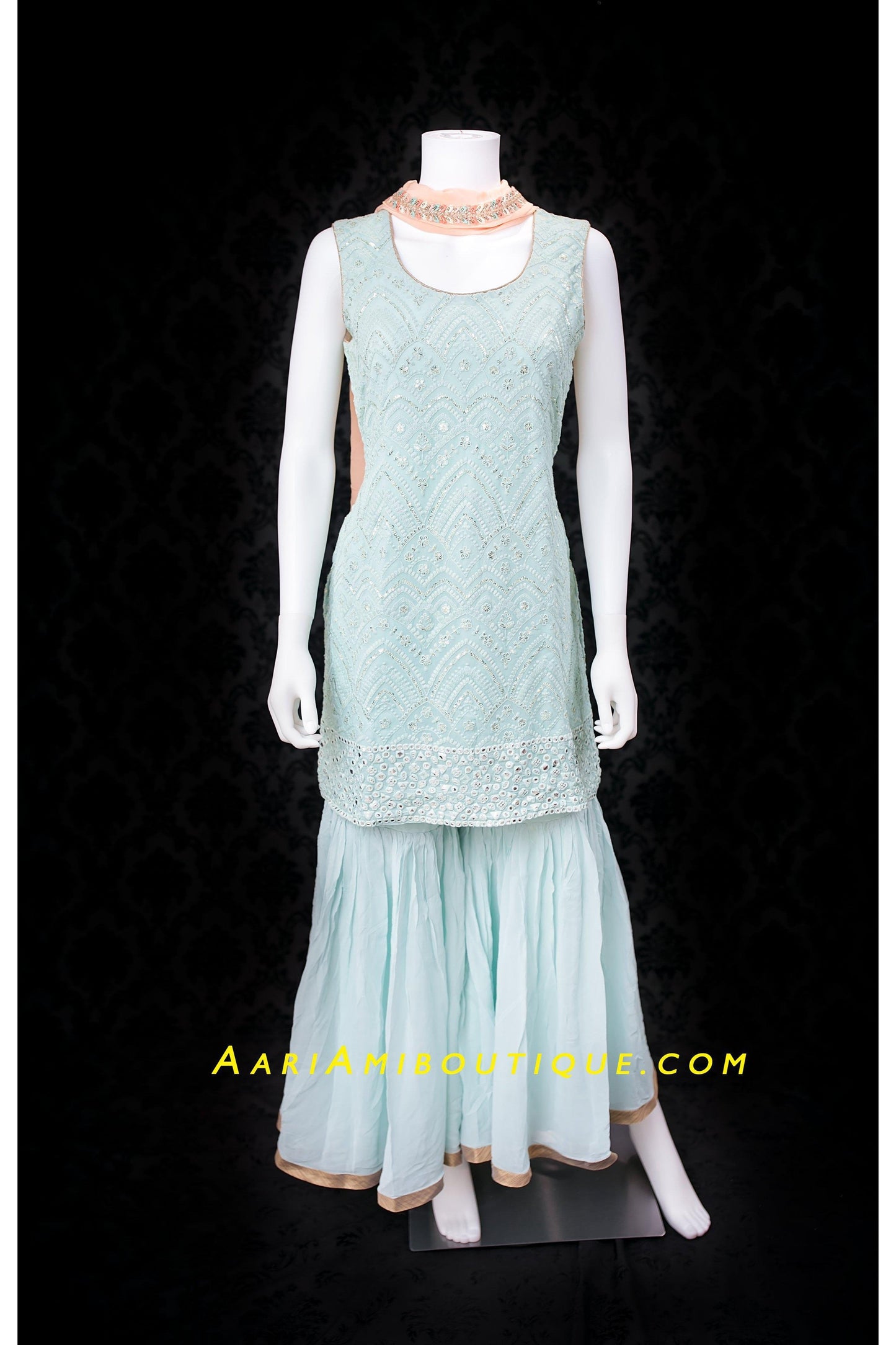 Ice and Spice Blue Gharara Set-AariAmi Boutique