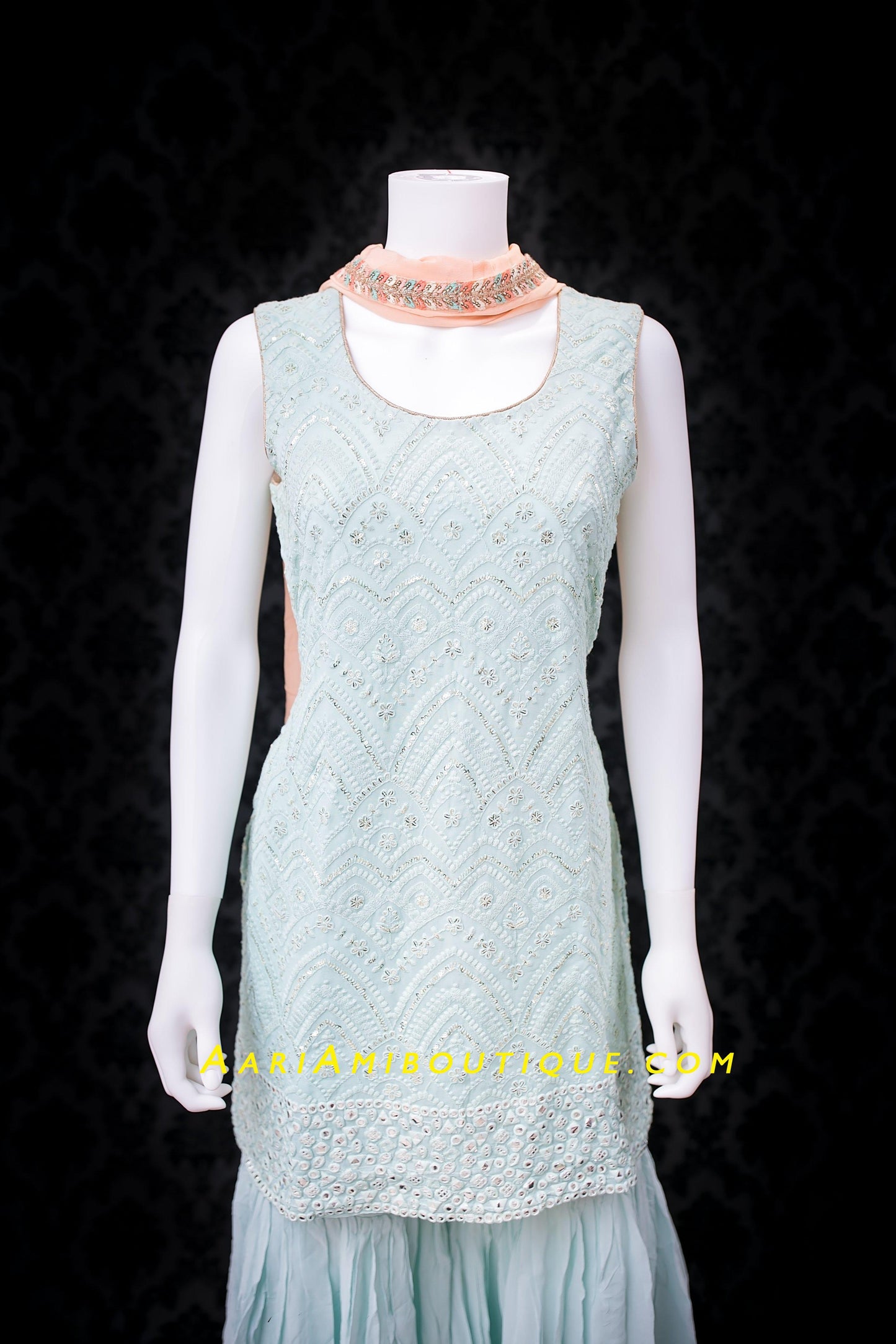 Ice and Spice Blue Gharara Set-AariAmi Boutique