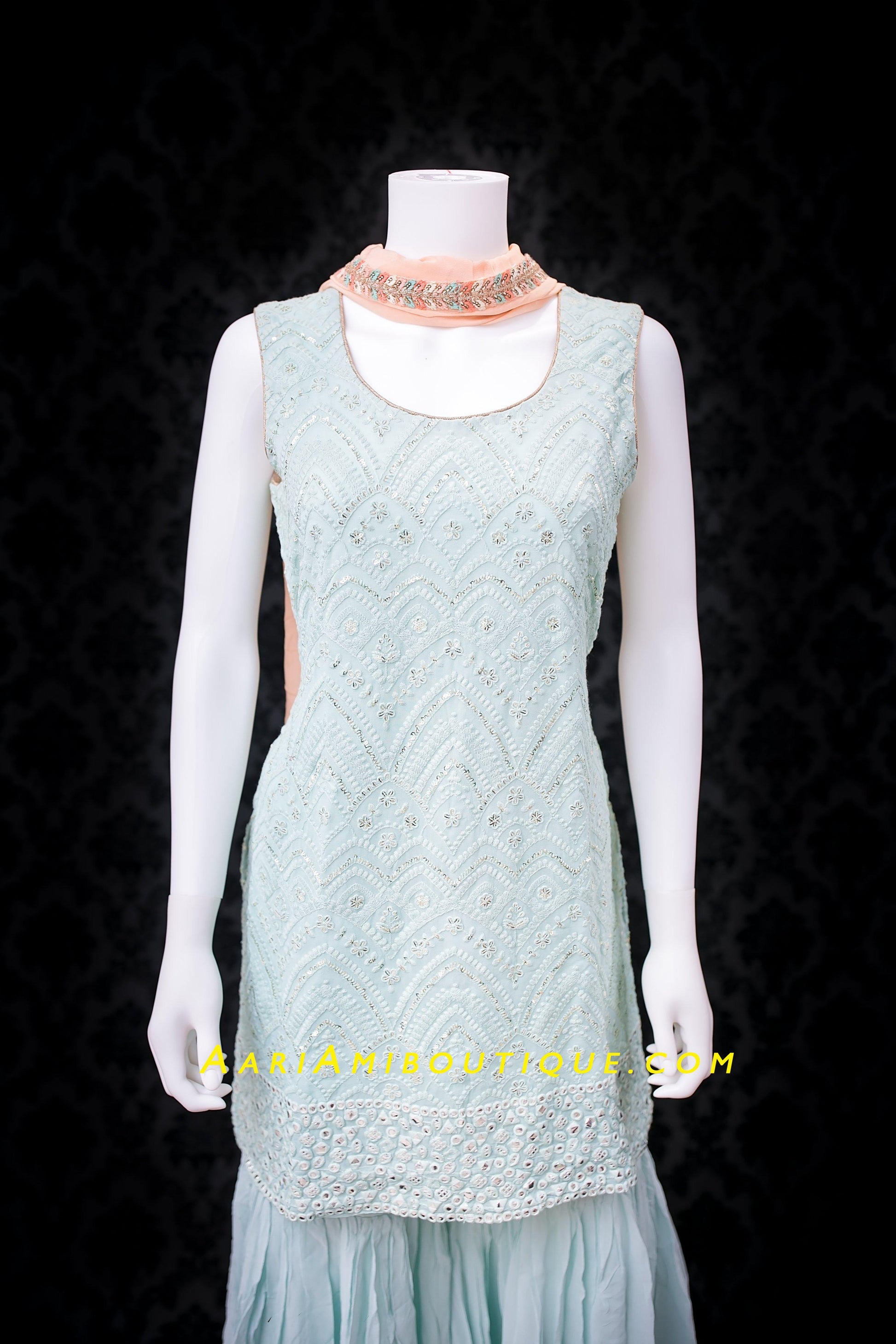 Ice and Spice Blue Gharara Set-AariAmi Boutique