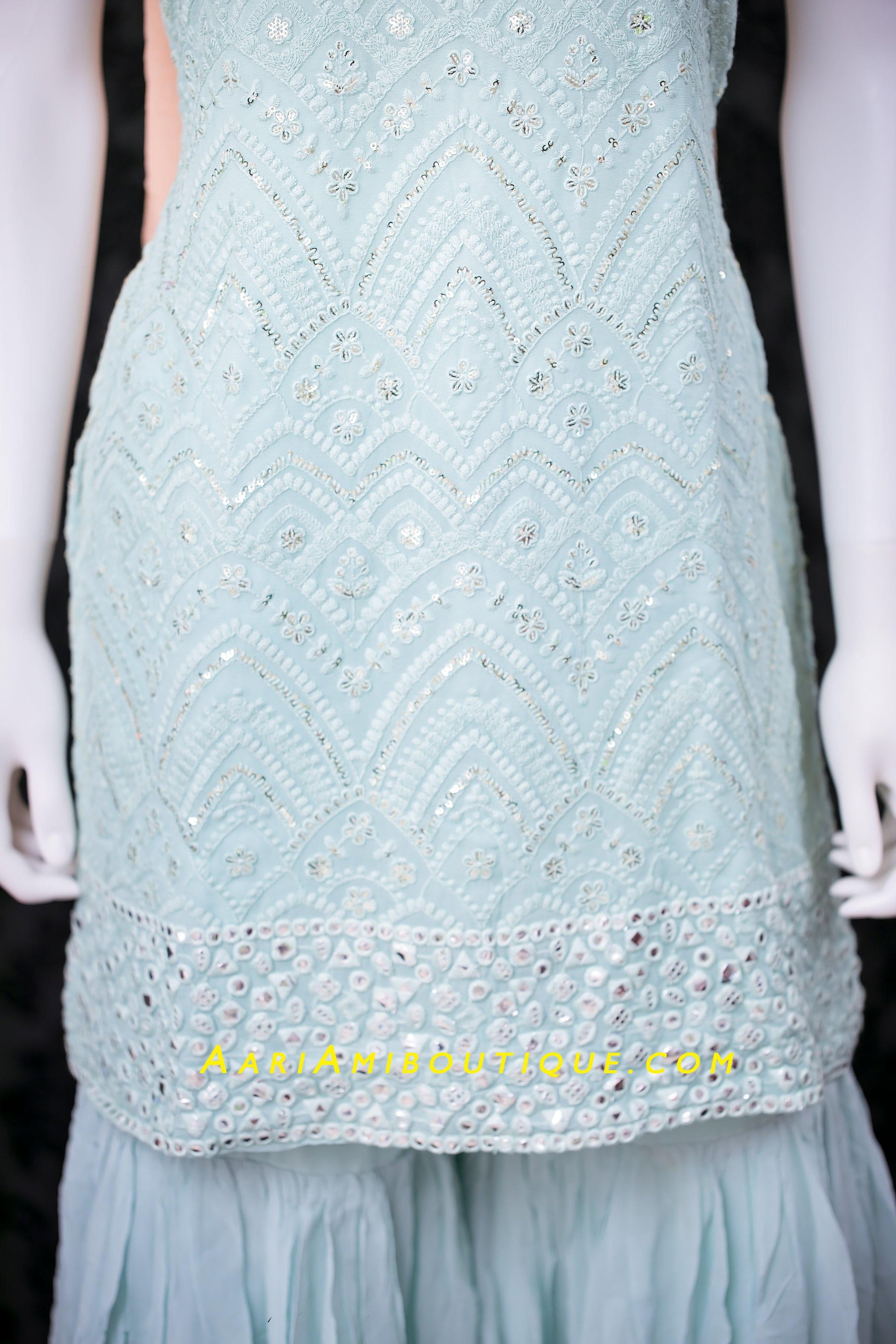Ice and Spice Blue Gharara Set-AariAmi Boutique