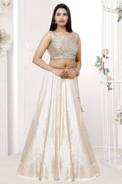 Ivory Mirrorwork Lehenga Set-AariAmi Boutique