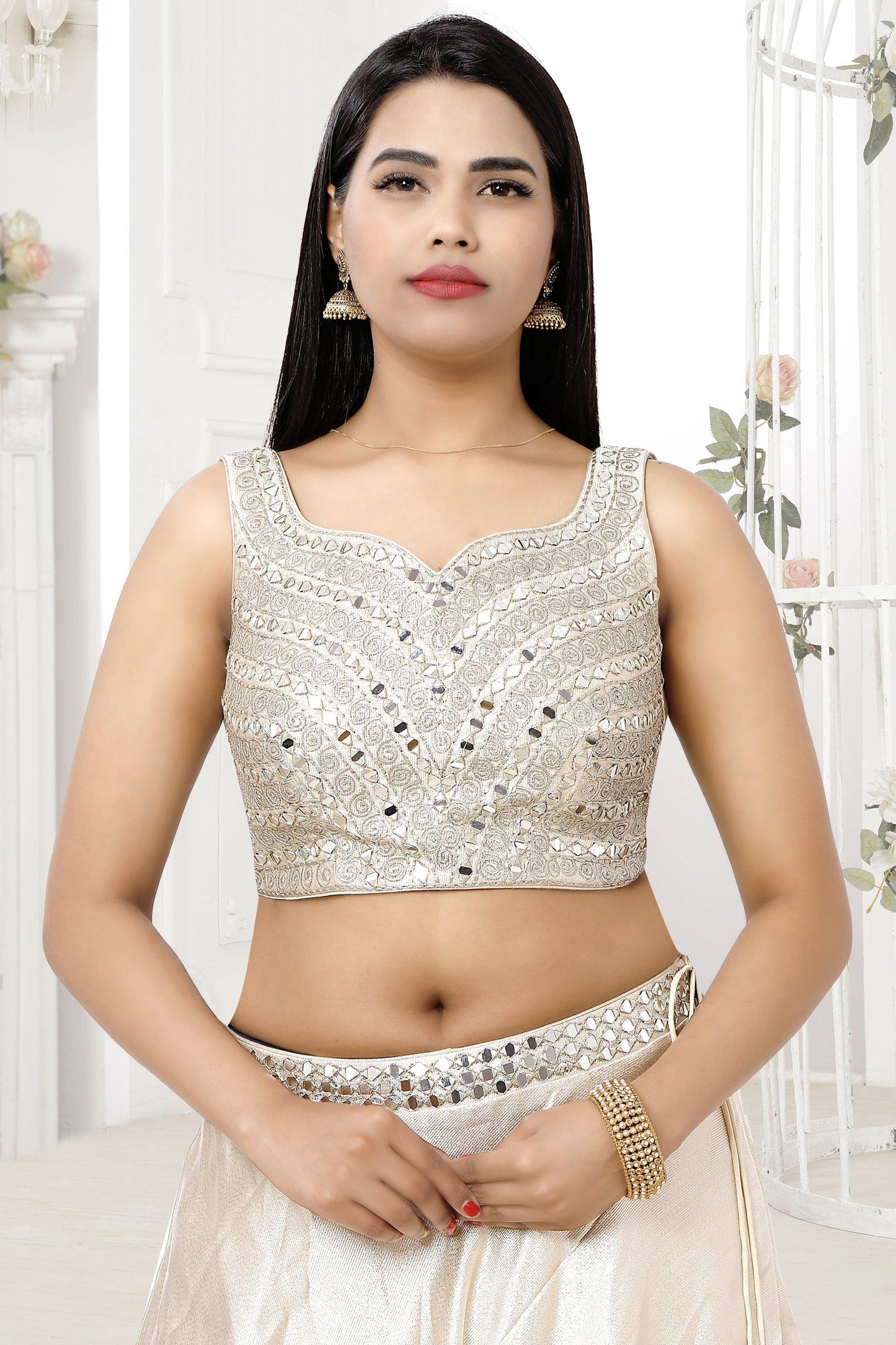 Ivory Mirrorwork Lehenga Set-AariAmi Boutique