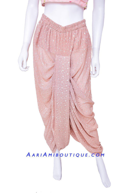 Ivory and Dusty Pink Shimmering Dhoti Kurta Set-AariAmi Boutique