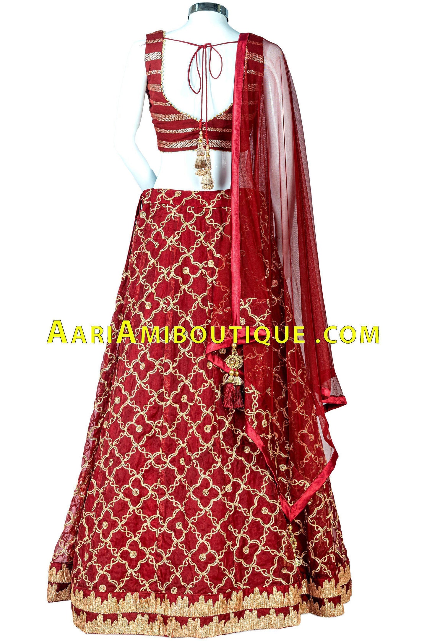 Maroon and Gold Gotawork Lehenga Set-AariAmi Boutique