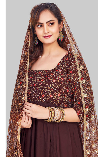 Marvelous Mahogany Anarkali Set-AariAmi Boutique