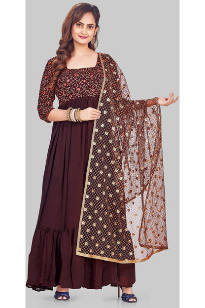 Marvelous Mahogany Anarkali Set-AariAmi Boutique