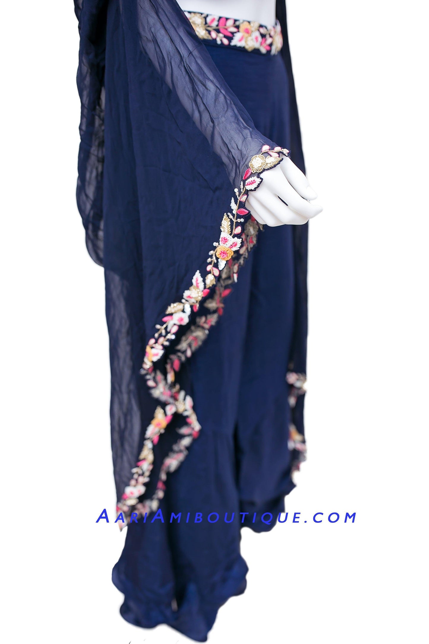 Midnight Blue Embroidered Palazzo Set-AariAmi Boutique