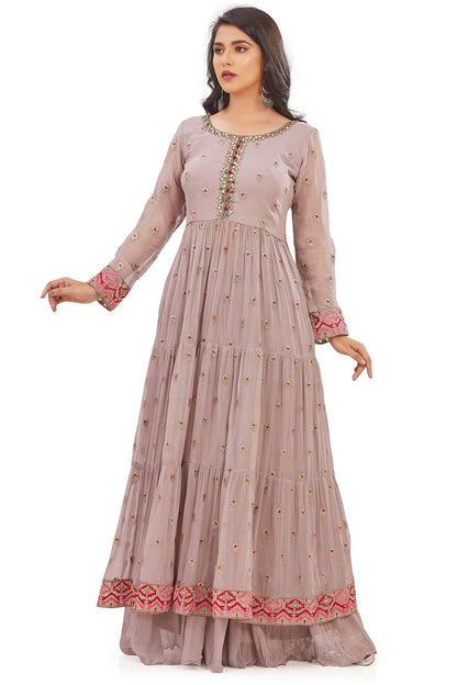 Mystic Mauve and Pink Bandhani Sharara Set-AariAmi Boutique