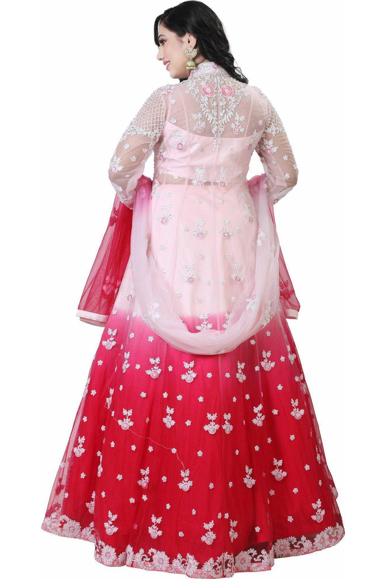 Ombre Pink Sparkling Lehenga Set-AariAmi Boutique