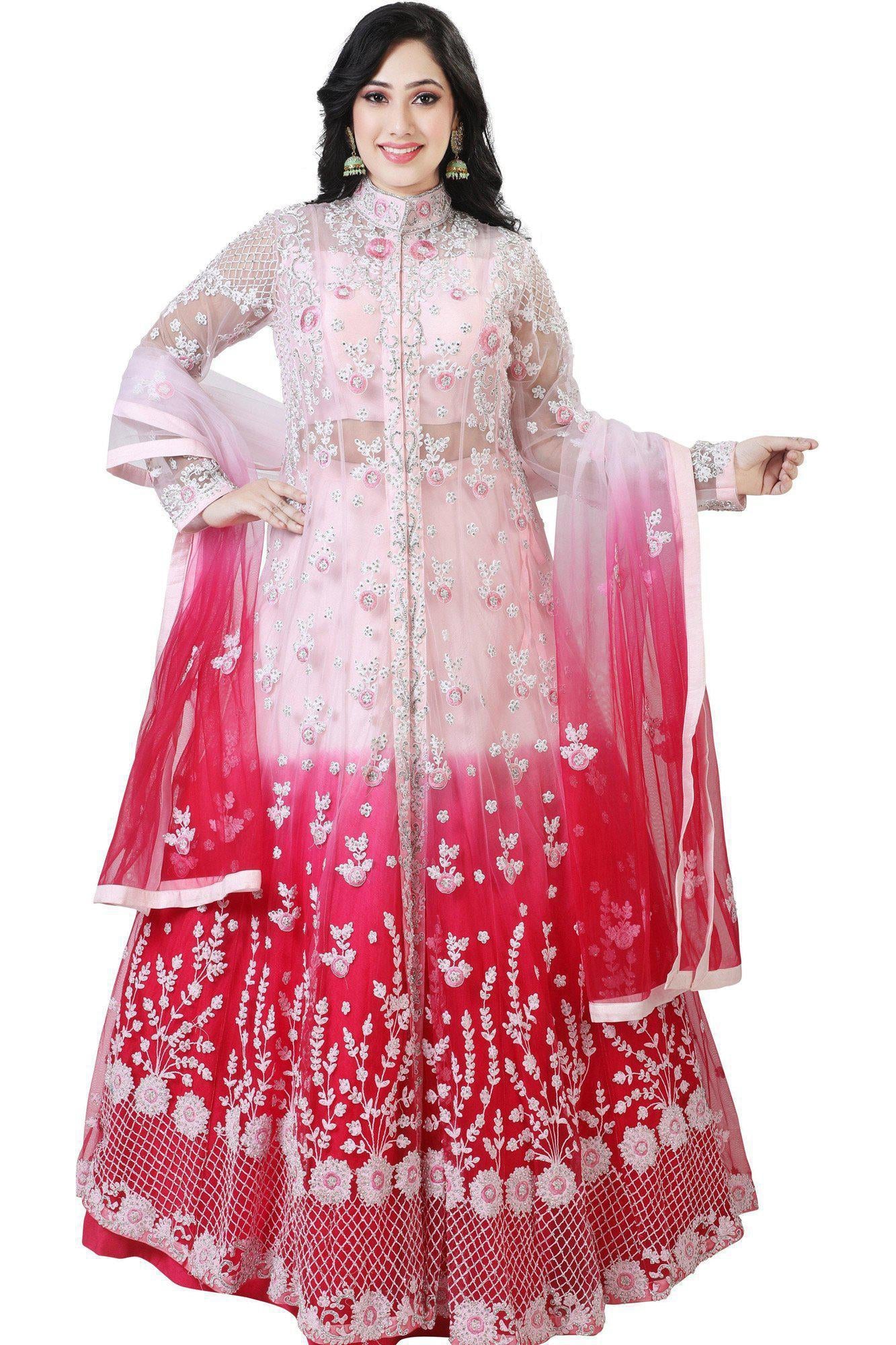 Ombre Pink Sparkling Lehenga Set-AariAmi Boutique