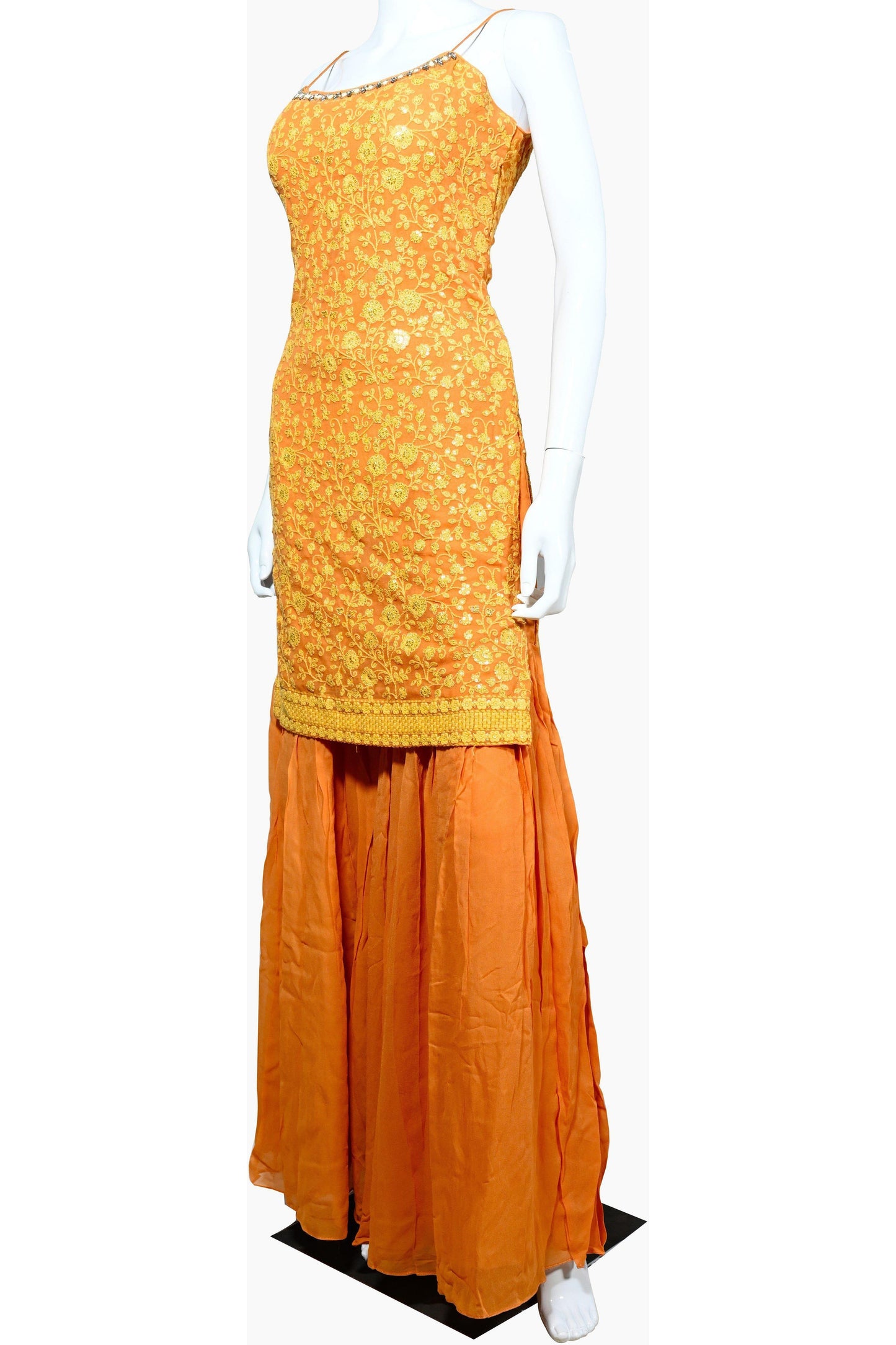 Orange blossom Lucknowi Palazzo Set-AariAmi Boutique