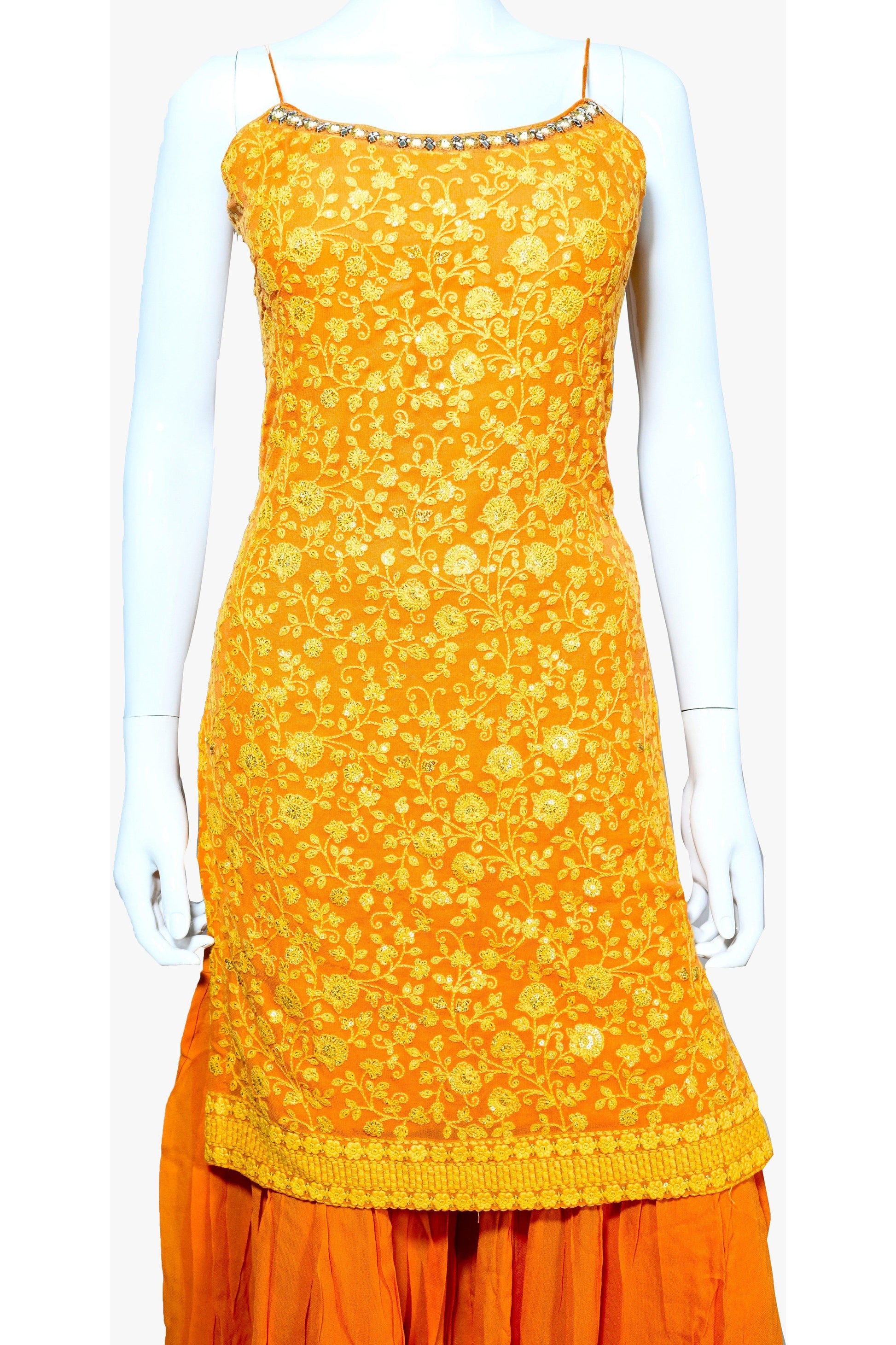 Orange blossom Lucknowi Palazzo Set-AariAmi Boutique
