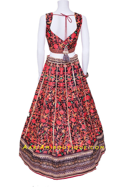 Ornate Red printed Lehenga Set-AariAmi Boutique