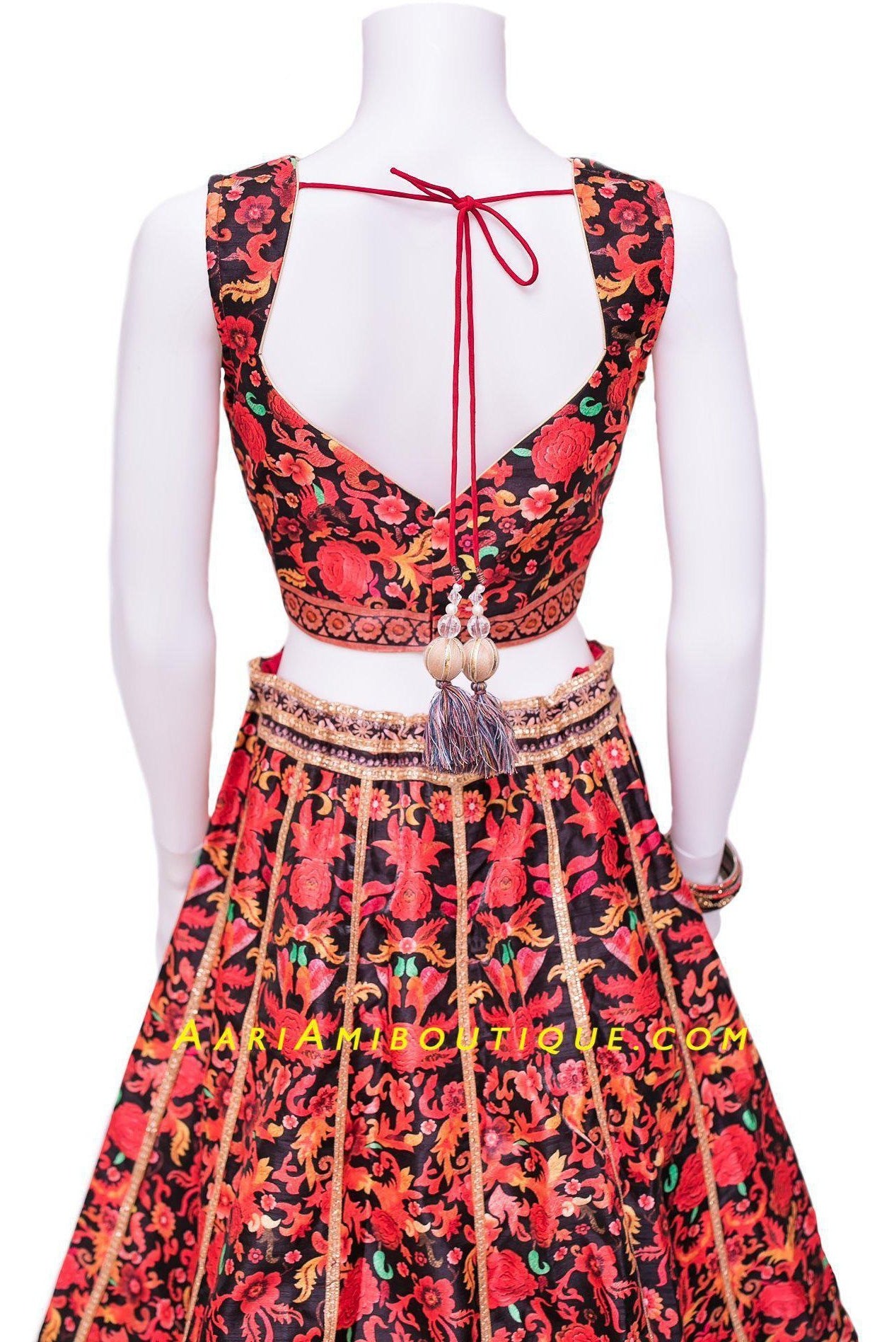 Ornate Red printed Lehenga Set-AariAmi Boutique