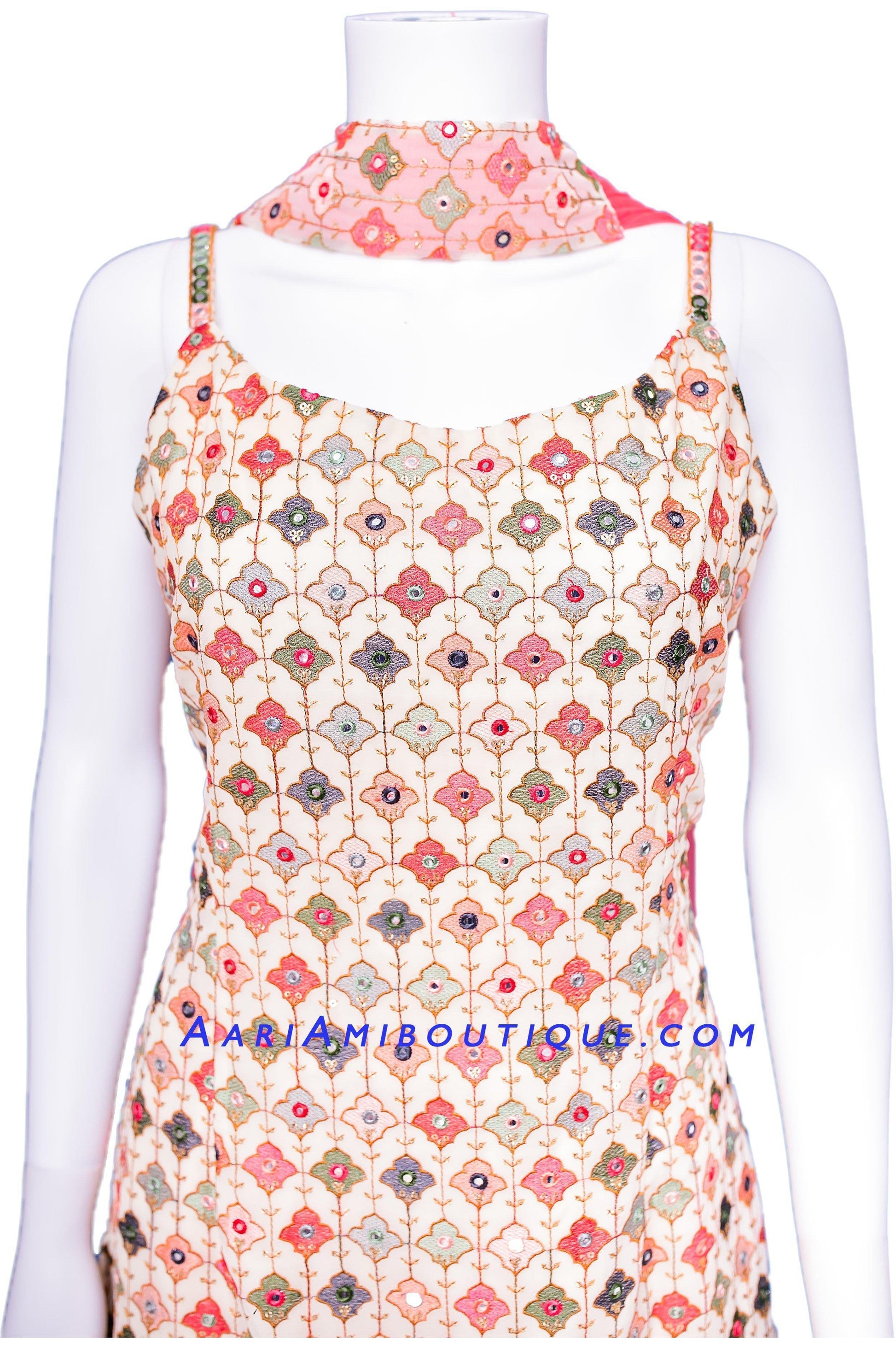 Picture-Perfect Pale Cream Salwar Kurta Set-AariAmi Boutique