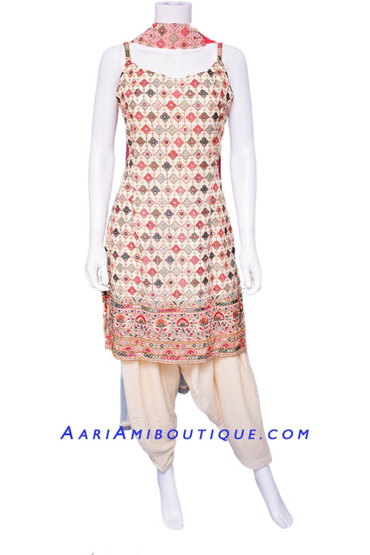 Picture-Perfect Pale Cream Salwar Kurta Set-AariAmi Boutique
