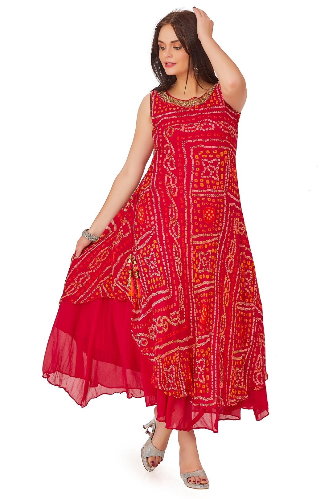 Pink Bandhani Kurti Set-AariAmi Boutique