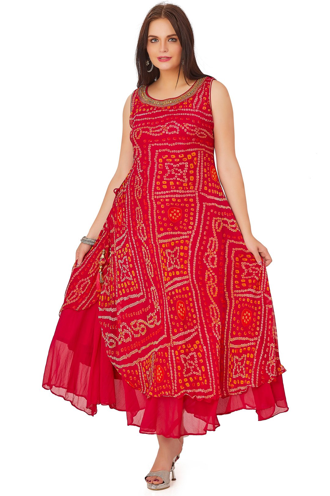 Pink Bandhani Kurti Set-AariAmi Boutique