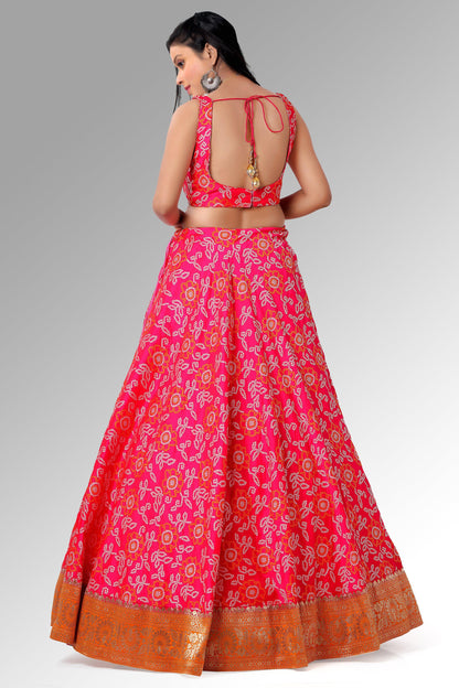 Pink Soft Silk Bandhni Chaniya Choli Set-AariAmi Boutique