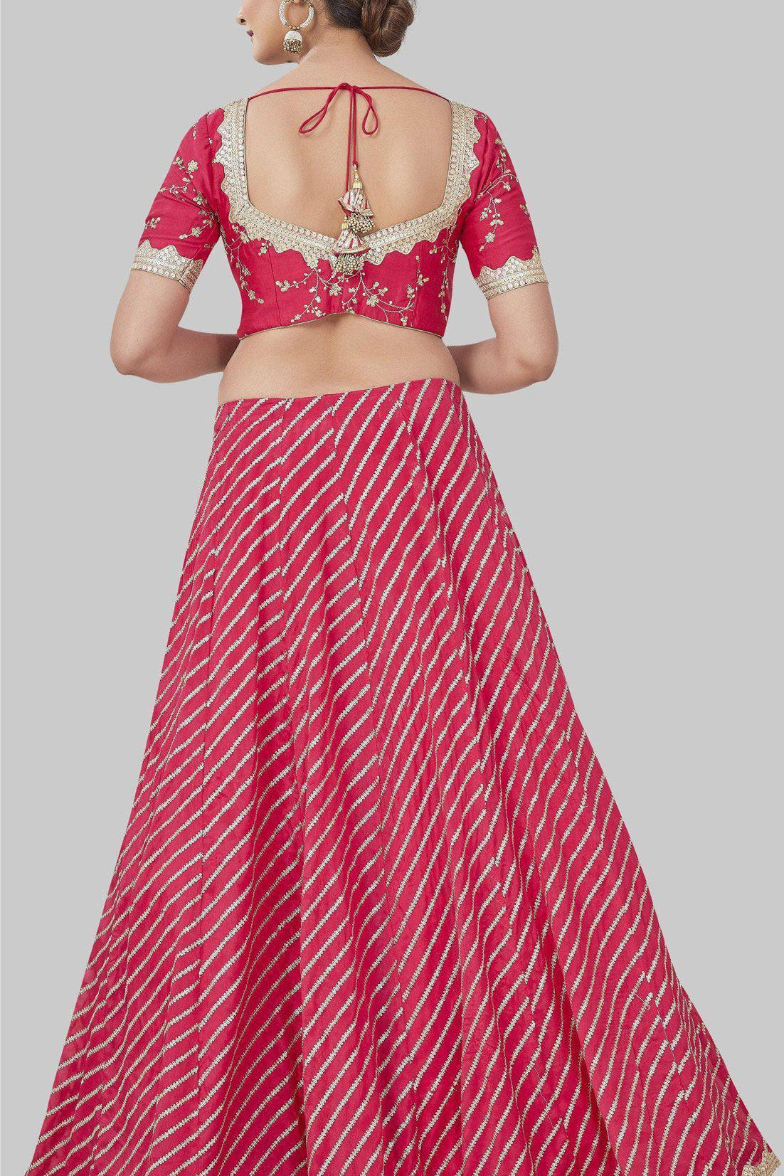 Pink and Gold Candy Cane Stripe Lehenga Set-AariAmi Boutique