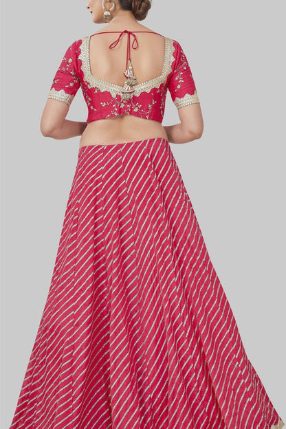 Pink and Gold Candy Cane Stripe Lehenga Set-AariAmi Boutique