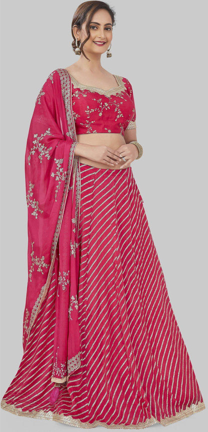 Pink and Gold Candy Cane Stripe Lehenga Set-AariAmi Boutique
