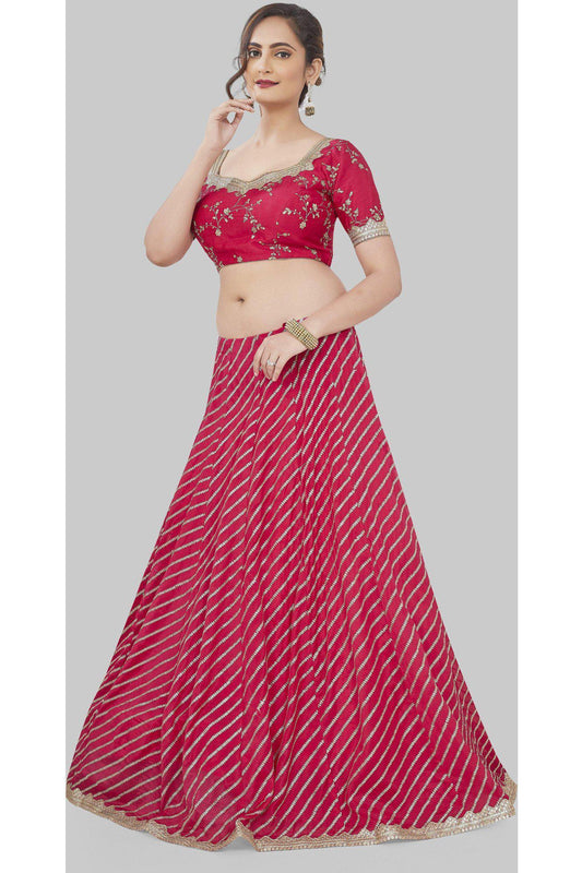 Pink and Gold Candy Cane Stripe Lehenga Set-AariAmi Boutique