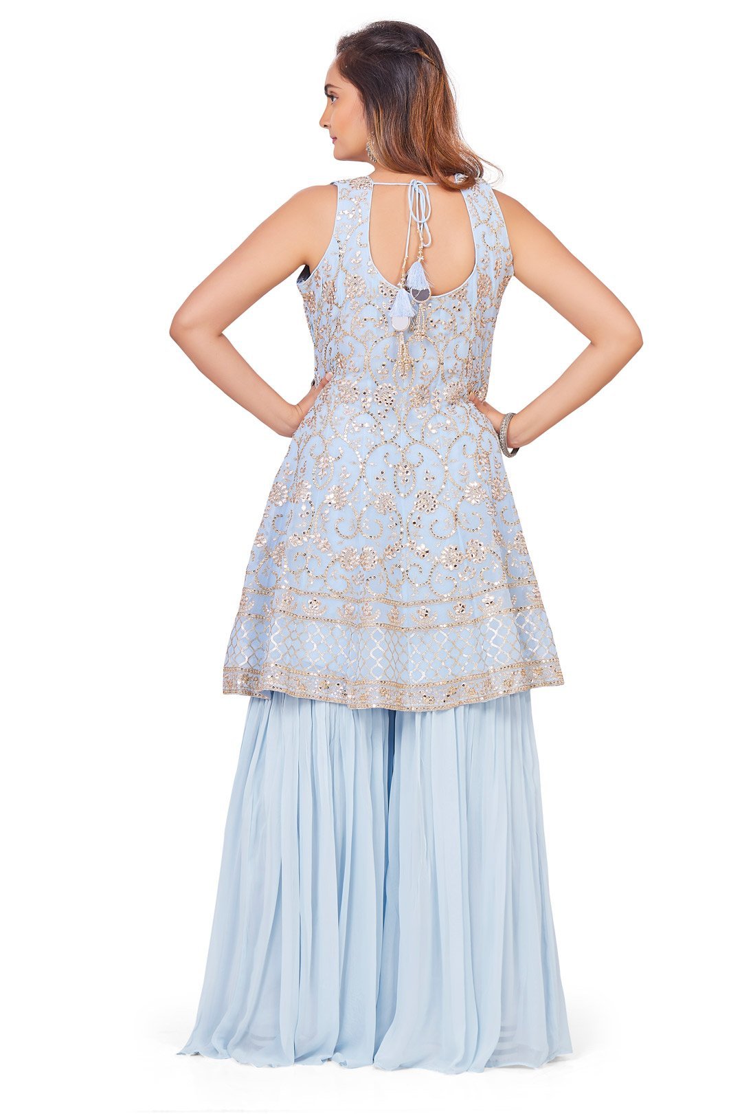 Powder Blue with Gotawork Gharara Set-AariAmi Boutique