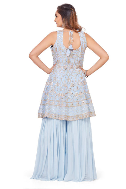Powder Blue with Gotawork Gharara Set-AariAmi Boutique