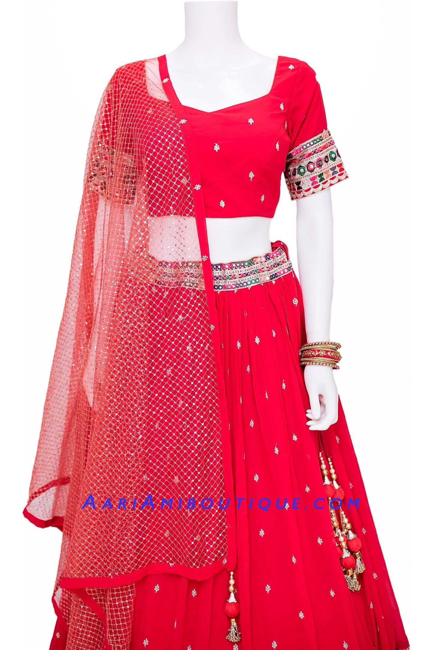 Precious Ruby-Red Lehenga Set-AariAmi Boutique